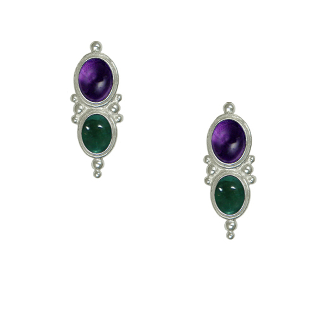 Sterling Silver Drop Dangle Earrings With Amethyst